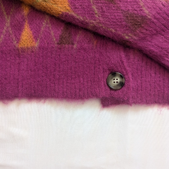 Daydreamer Purple and Orange Argyle Cardigan - Picture 5 of 10
